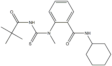 N-cyclohexyl-2-[{[(2,2-dimethylpropanoyl)amino]carbothioyl}(methyl)amino]benzamide Structure