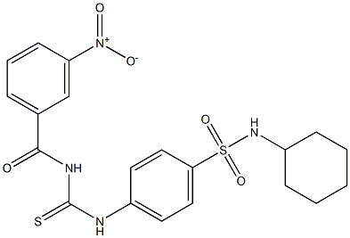 N-cyclohexyl-4-({[(3-nitrobenzoyl)amino]carbothioyl}amino)benzenesulfonamide 구조식 이미지