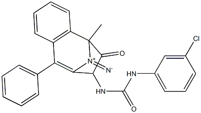 N-(2,5-diaza-2-methyl-3-oxo-6-phenylbicyclo[5.4.0]undeca-1(7),5,8,10-tetraen-4-yl)((3-chlorophenyl)amino)formamide 구조식 이미지