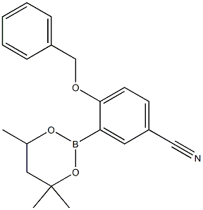 4-Benzyloxy-3-(4,4,6-trimethyl-1,3,2-dioxaborinan-2-yl)benzonitrile 구조식 이미지