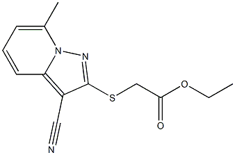 [(7-Methyl-3-cyanopyrazolo[1,5-a]pyridin-2-yl)thio]acetic acid ethyl ester 구조식 이미지