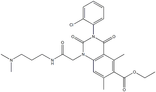 1,2,3,4-Tetrahydro-3-(2-chlorophenyl)-1-[(3-dimethylaminopropyl)aminocarbonylmethyl]-5,7-dimethyl-2,4-dioxoquinazoline-6-carboxylic acid ethyl ester 구조식 이미지