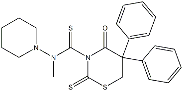 N-Piperidino-N-methyl-5,6-dihydro-4-oxo-5,5-diphenyl-2-thioxo-4H-1,3-thiazine-3(2H)-carbothioamide Structure