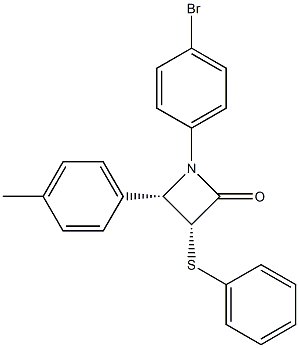 (3R,4S)-4-(p-Methylphenyl)-1-(p-bromophenyl)-3-(phenylthio)azetidin-2-one 구조식 이미지