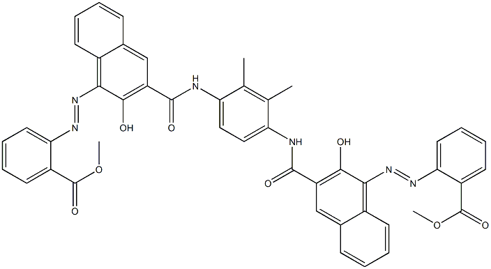 N,N'-(2,3-Dimethyl-1,4-phenylene)bis[4-[[2-(methoxycarbonyl)phenyl]azo]-3-hydroxy-2-naphthalenecarboxamide] 구조식 이미지