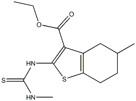 4,5,6,7-Tetrahydro-2-(3-methylthioureido)-5-methylbenzo[b]thiophene-3-carboxylic acid ethyl ester 구조식 이미지