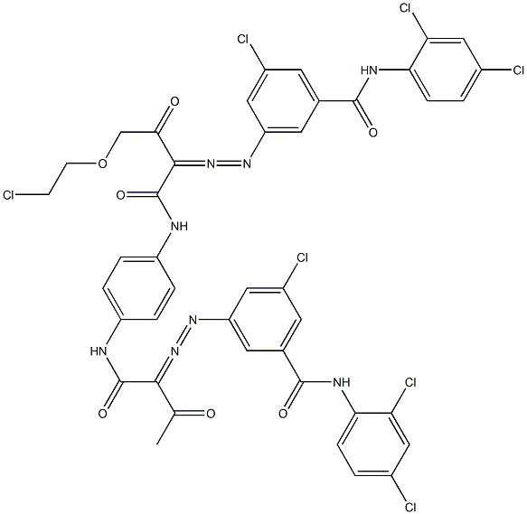 3,3'-[2-[(2-Chloroethyl)oxy]-1,4-phenylenebis[iminocarbonyl(acetylmethylene)azo]]bis[N-(2,4-dichlorophenyl)-5-chlorobenzamide] 구조식 이미지