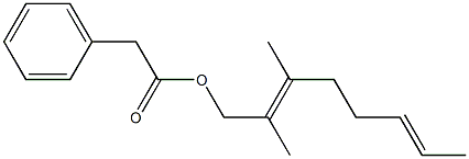 Phenylacetic acid 2,3-dimethyl-2,6-octadienyl ester 구조식 이미지