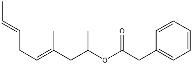 Phenylacetic acid 1,3-dimethyl-3,6-octadienyl ester 구조식 이미지