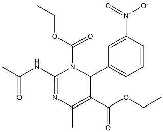 3,4-Dihydro-2-acetylamino-4-(3-nitrophenyl)-6-methylpyrimidine-3,5-dicarboxylic acid diethyl ester Structure