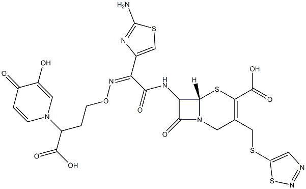 7-[[2-(2-Aminothiazol-4-yl)-2-[(Z)-[3-carboxy-3-[3-hydroxy-4-oxopyridin-1(4H)-yl]propoxy]imino]acetyl]amino]-3-[[(1,2,3-thiadiazol-5-yl)thio]methyl]cepham-3-ene-4-carboxylic acid Structure