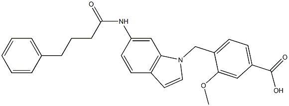 4-[6-(4-Phenylbutyrylamino)-1H-indol-1-ylmethyl]-3-methoxybenzoic acid 구조식 이미지