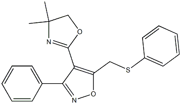 3-Phenyl-4-(4,4-dimethyl-2-oxazolin-2-yl)-5-[(phenylthio)methyl]isoxazole 구조식 이미지