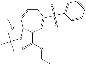 4-Methoxy-4-(trimethylsilyloxy)-1-(phenylsulfonyl)-1,5-cycloheptadiene-3-carboxylic acid ethyl ester 구조식 이미지