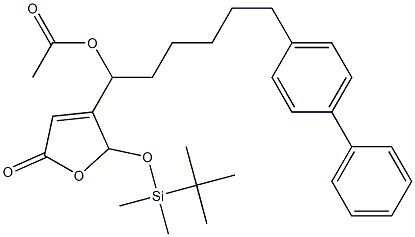 Acetic acid 1-[[2,5-dihydro-5-oxo-2-(tert-butyldimethylsiloxy)furan]-3-yl]-6-(biphenyl-4-yl)hexyl ester 구조식 이미지