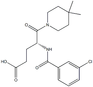 (R)-4-(3-Chlorobenzoylamino)-5-oxo-5-(4,4-dimethyl-1-piperidinyl)valeric acid Structure