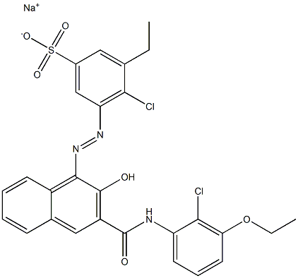 4-Chloro-3-ethyl-5-[[3-[[(2-chloro-3-ethoxyphenyl)amino]carbonyl]-2-hydroxy-1-naphtyl]azo]benzenesulfonic acid sodium salt Structure