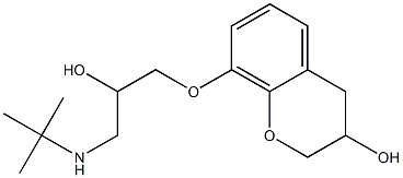3,4-Dihydro-8-[2-hydroxy-3-[tert-butylamino]propoxy]-2H-1-benzopyran-3-ol 구조식 이미지