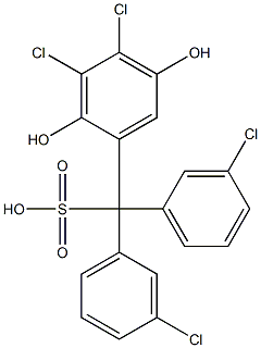 (3,4-Dichloro-2,5-dihydroxyphenyl)bis(3-chlorophenyl)methanesulfonic acid 구조식 이미지