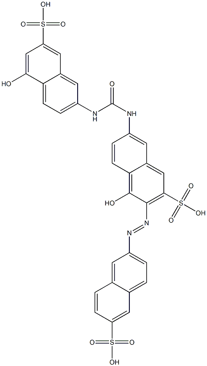 4-Hydroxy-7-[[[(5-hydroxy-7-sulfo-2-naphthalenyl)amino]carbonyl]amino]-3-[(6-sulfo-2-naphthalenyl)azo]-2-naphthalenesulfonic acid 구조식 이미지