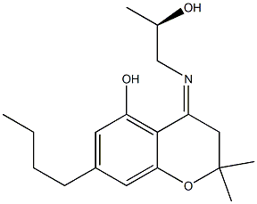 3,4-Dihydro-4-[[(R)-2-hydroxypropyl]imino]-7-butyl-2,2-dimethyl-2H-1-benzopyran-5-ol 구조식 이미지