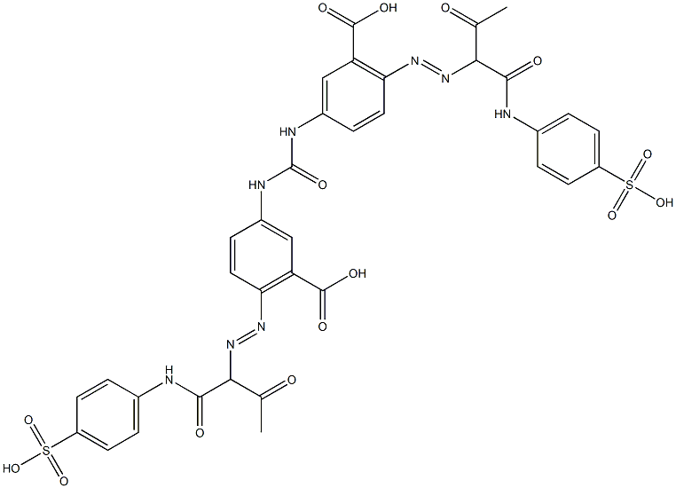 3,3'-(Carbonyldiimino)bis[6-[[2-oxo-1-[[(4-sulfophenyl)amino]carbonyl]propyl]azo]benzoic acid] 구조식 이미지