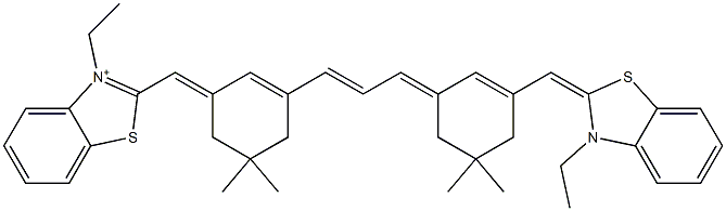 3-Ethyl-2-[[3-[3-[3-[[3-ethylbenzothiazole-2(3H)-ylidene]methyl]-5,5-dimethyl-2-cyclohexene-1-ylidene]-1-propenyl]-5,5-dimethyl-2-cyclohexene-1-ylidene]methyl]benzothiazole-3-ium Structure