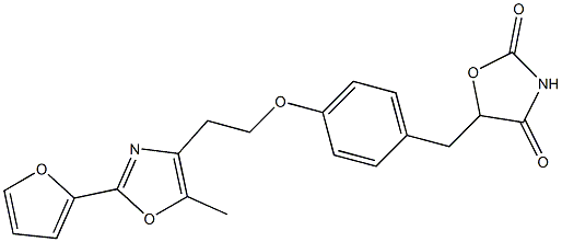 5-[4-[2-[5-Methyl-2-(2-furanyl)-4-oxazolyl]ethoxy]benzyl]oxazolidine-2,4-dione Structure