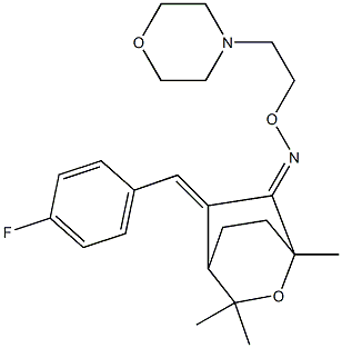 5-[4-Fluorobenzylidene]-1,3,3-trimethyl-2-oxabicyclo[2.2.2]octan-6-one O-[2-morpholinoethyl]oxime Structure