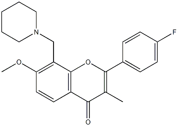 4'-Fluoro-7-methoxy-3-methyl-8-(1-piperidinylmethyl)flavone Structure