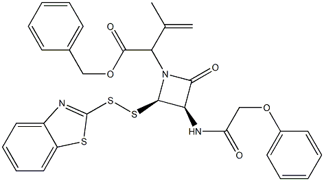 3-Methyl-2-[(3R,4R)-2-oxo-3-[(phenoxyacetyl)amino]-4-[(benzothiazol-2-yl)dithio]azetidin-1-yl]-3-butenoic acid benzyl ester Structure