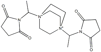 1,4-Bis[1-(2,5-dioxopyrrolidin-1-yl)ethyl]-1,4-diazoniabicyclo[2.2.2]octane 구조식 이미지