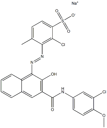 2-Chloro-4-methyl-3-[[3-[[(3-chloro-4-methoxyphenyl)amino]carbonyl]-2-hydroxy-1-naphtyl]azo]benzenesulfonic acid sodium salt 구조식 이미지