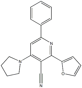 2-(2-Furanyl)-4-(pyrrolidin-1-yl)-6-phenylpyridine-3-carbonitrile 구조식 이미지