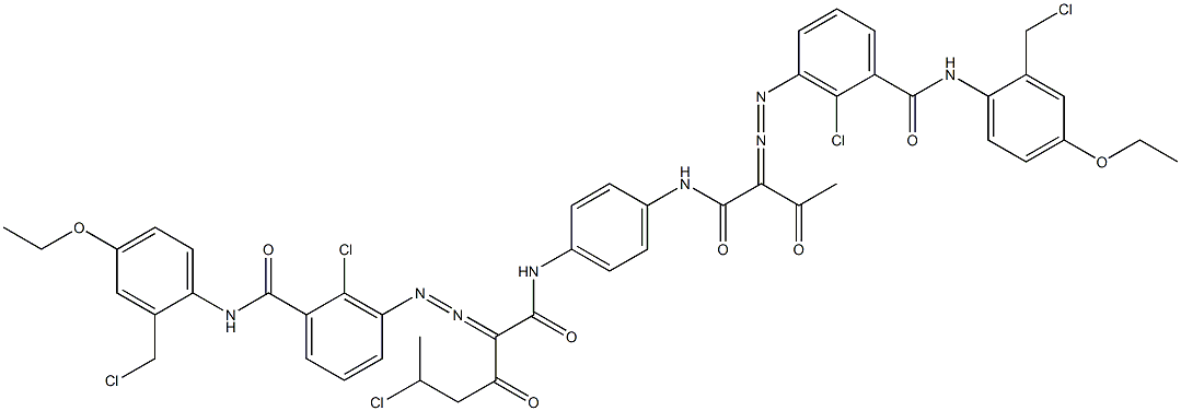 3,3'-[2-(1-Chloroethyl)-1,4-phenylenebis[iminocarbonyl(acetylmethylene)azo]]bis[N-[2-(chloromethyl)-4-ethoxyphenyl]-2-chlorobenzamide] 구조식 이미지