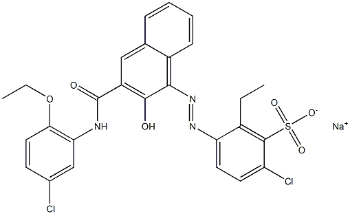 2-Chloro-6-ethyl-5-[[3-[[(3-chloro-6-ethoxyphenyl)amino]carbonyl]-2-hydroxy-1-naphtyl]azo]benzenesulfonic acid sodium salt Structure