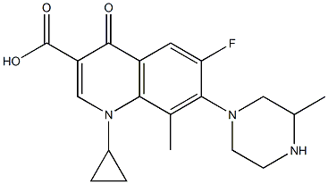 1-Cyclopropyl-6-fluoro-8-methyl-1,4-dihydro-7-(3-methylpiperazin-1-yl)-4-oxoquinoline-3-carboxylic acid 구조식 이미지