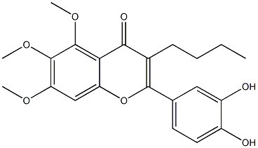 2-(3,4-Dihydroxyphenyl)-5,6,7-trimethoxy-3-butyl-4H-1-benzopyran-4-one Structure