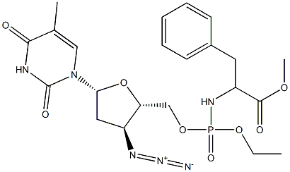 3'-Azido-3'-deoxythymidine-5'-[[[1-benzyl-2-methoxy-2-oxoethyl]amino]phosphonic acid ethyl] ester Structure