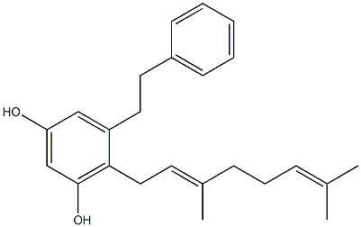 2-[(2E)-3,7-Dimethyl-2,6-octadienyl]-3,5-dihydroxybibenzyl Structure