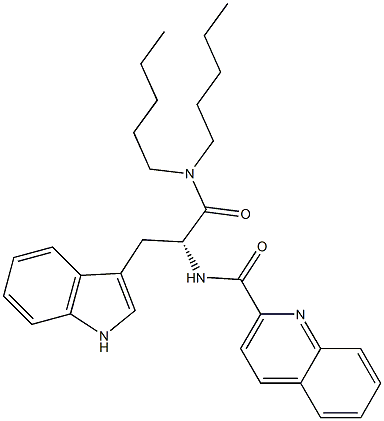 (R)-2-(2-Quinolinylcarbonylamino)-3-(1H-indol-3-yl)-N,N-dipentylpropanamide 구조식 이미지