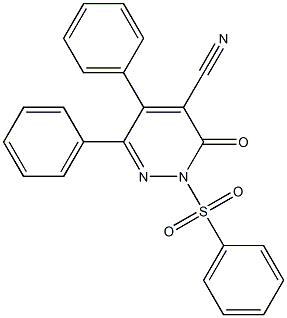 2,3-Dihydro-2-(phenylsulfonyl)-3-oxo-5,6-diphenylpyridazine-4-carbonitrile 구조식 이미지