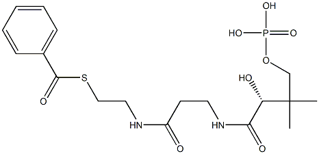 [R,(+)]-2-Hydroxy-4-phosphonooxy-N-[2-[(2-benzoylthioethyl)carbamoyl]ethyl]-3,3-dimethylbutyramide Structure