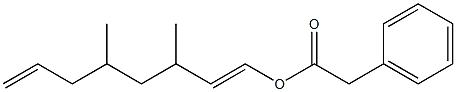 Phenylacetic acid 3,5-dimethyl-1,7-octadienyl ester 구조식 이미지