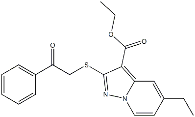 2-[[(Phenylcarbonyl)methyl]thio]-5-ethylpyrazolo[1,5-a]pyridine-3-carboxylic acid ethyl ester 구조식 이미지