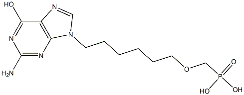 [6-(2-Amino-6-hydroxy-9H-purin-9-yl)hexyloxy]methylphosphonic acid 구조식 이미지