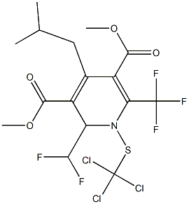 1,2-Dihydro-4-(2-methylpropyl)-2-(difluoromethyl)-6-(trifluoromethyl)-1-(trichloromethylthio)-3,5-pyridinedicarboxylic acid dimethyl ester 구조식 이미지