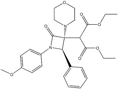 2-[(3R,4R)-3-Morpholino-1-(4-methoxyphenyl)-2-oxo-4-phenylazetidin-3-yl]malonic acid diethyl ester 구조식 이미지