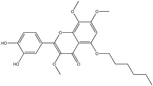 2-(3,4-Dihydroxyphenyl)-5-hexyloxy-3,7,8-trimethoxy-4H-1-benzopyran-4-one 구조식 이미지