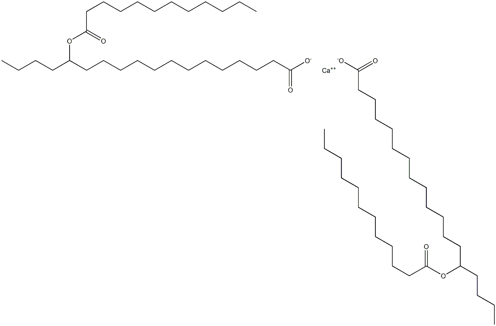 Bis(14-dodecanoyloxyoctadecanoic acid)calcium salt Structure